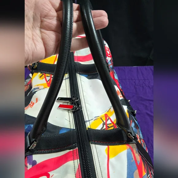 CHRISTIAN LOUBOUTIN LARGE BOSTON PRINTED NYLON DUFFLE BAG - Picture 10 of 16